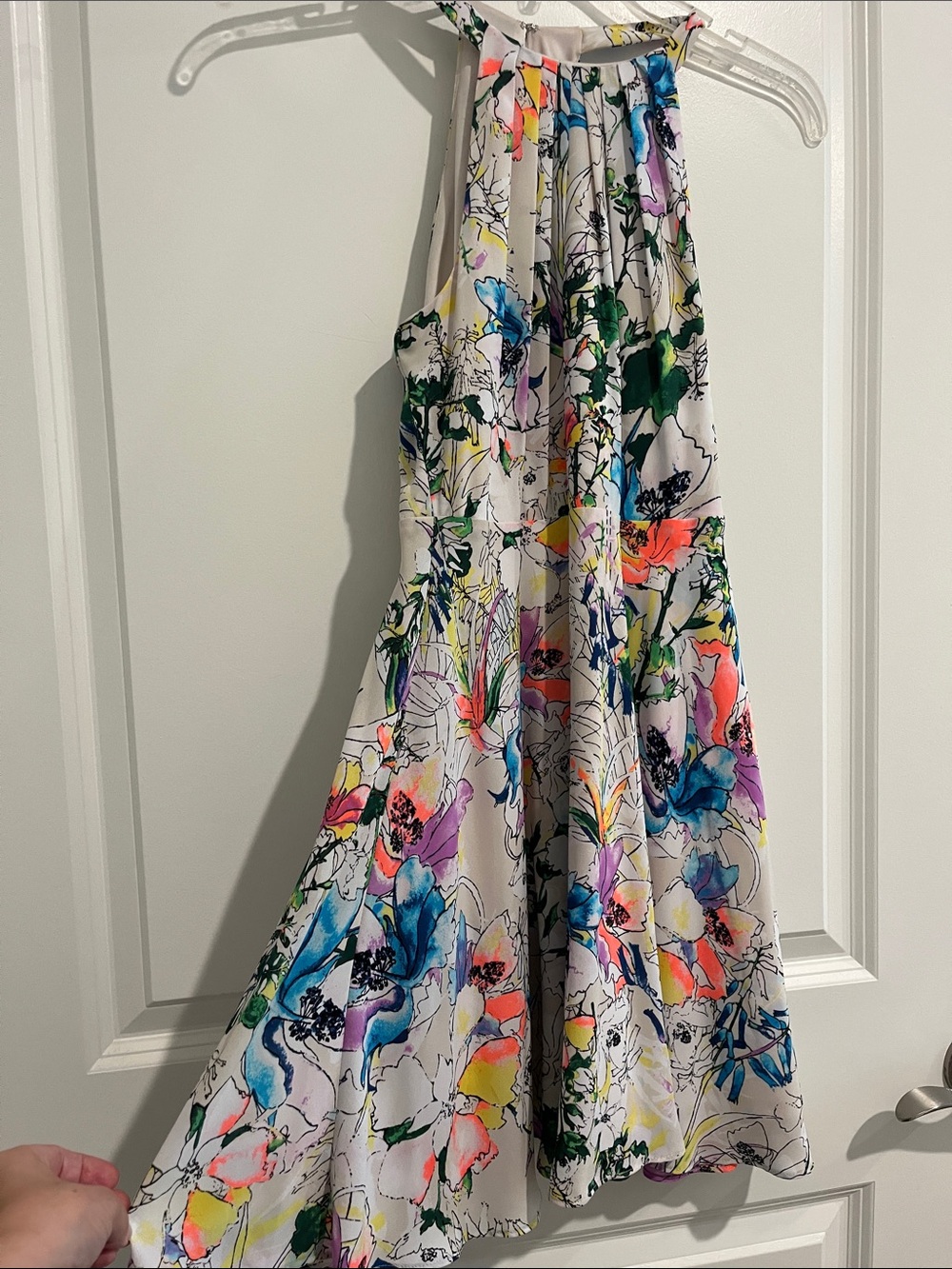 Express Multicolor Floral Halter Dress - Blue, Pink, Yellow, Green, Purple